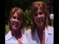 Slutty twin sisters get fucked and taste pussy juices during incest threesome with hung dude